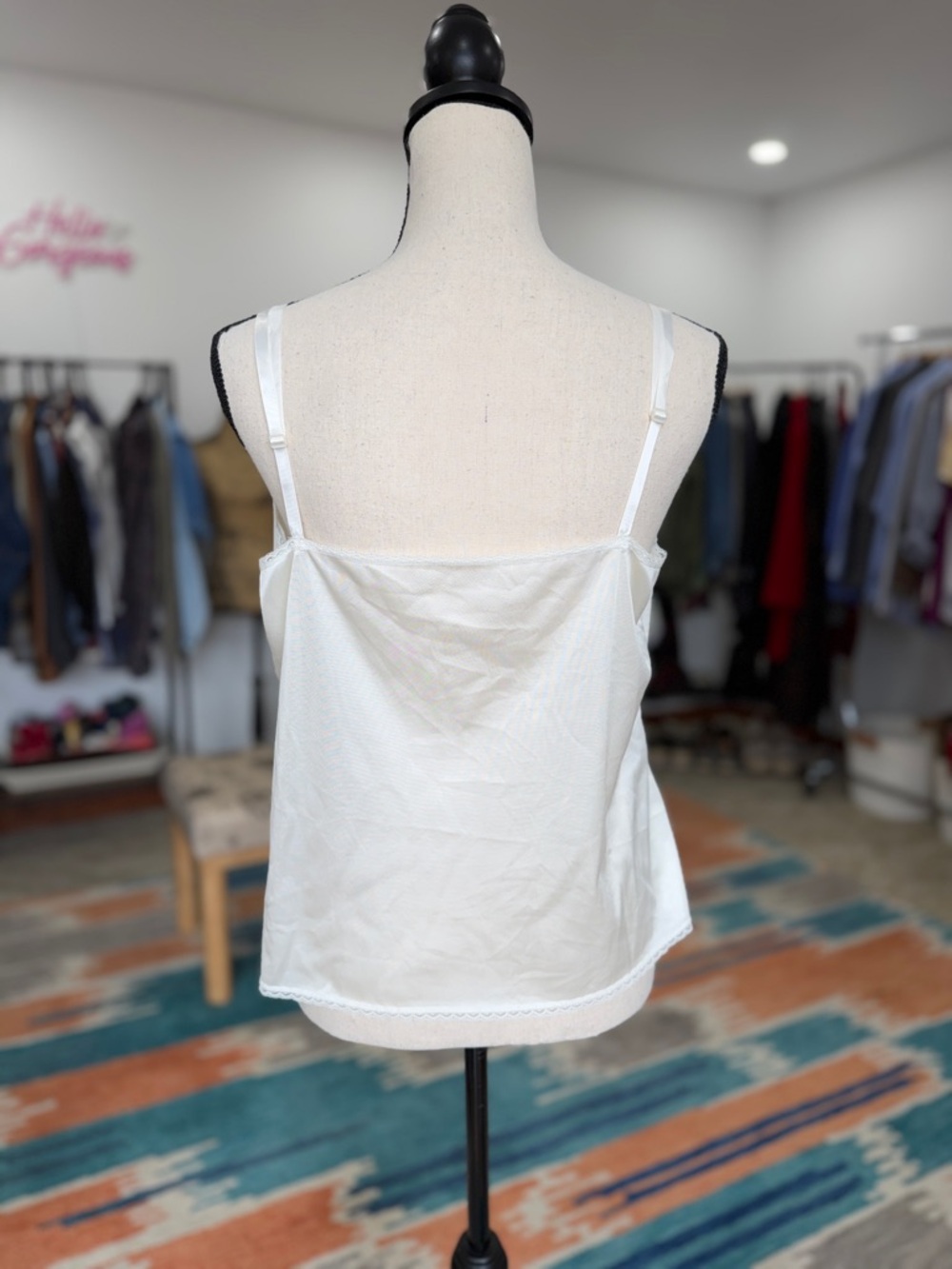 vassarette Ivory Satin Lace-Trim Camisole - Picture 3 of 8